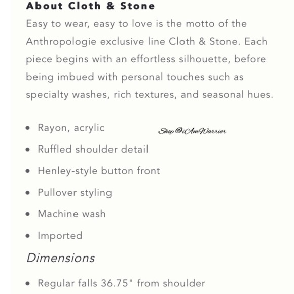 Anthropologie {Cloth & Stone) NWT ruffle shoulder chambray shirtdress - Picture 6 of 7